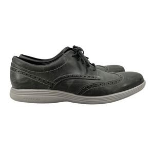 Cole Haan Mens 10 Shoes Grey Grand OS Leather Lace Up Wingtip Dress C24895